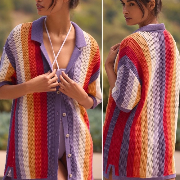 Anthropologie Tops - NEW Anthropologie Knit Surf Shirt, Purple Multi, size XS